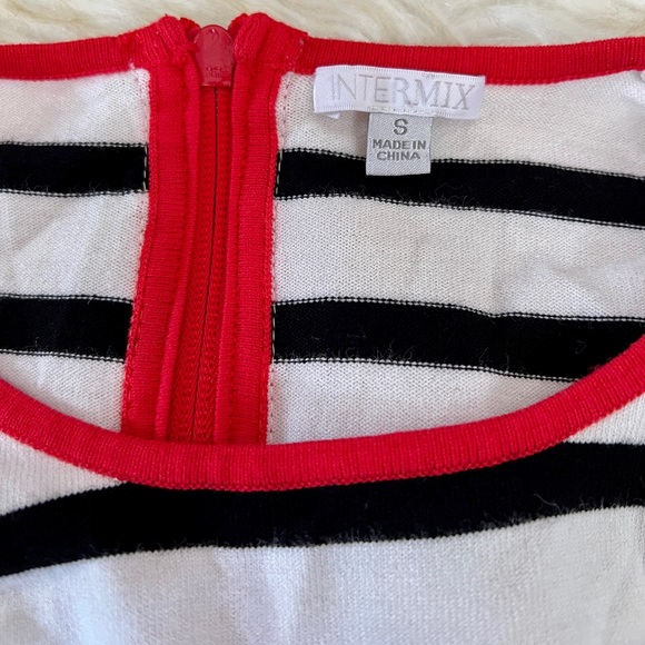 Sale! Intermix Black White Stripe 3/4 sleeve dress Small - Picture 5 of 5